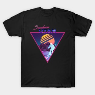 Retro Vaporwave Ski Mountain | Snowbasin Utah | Shirts, Stickers, and More! T-Shirt